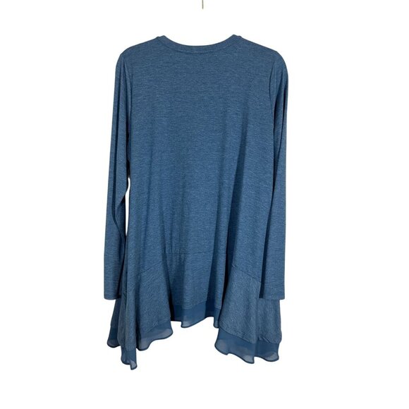 Logo Sweater Women M Blue Neutral Mature Active Sporty Ruffle Preppy Classic 80s - Picture 3 of 10